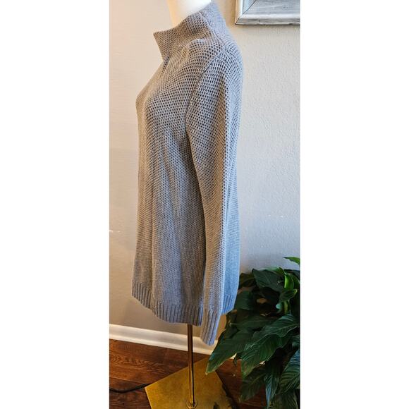 Duluth Trading Co. Knit Worth Funnel Neck Pullover Tunic Sweater Women Sz M Gray - Picture 5 of 8